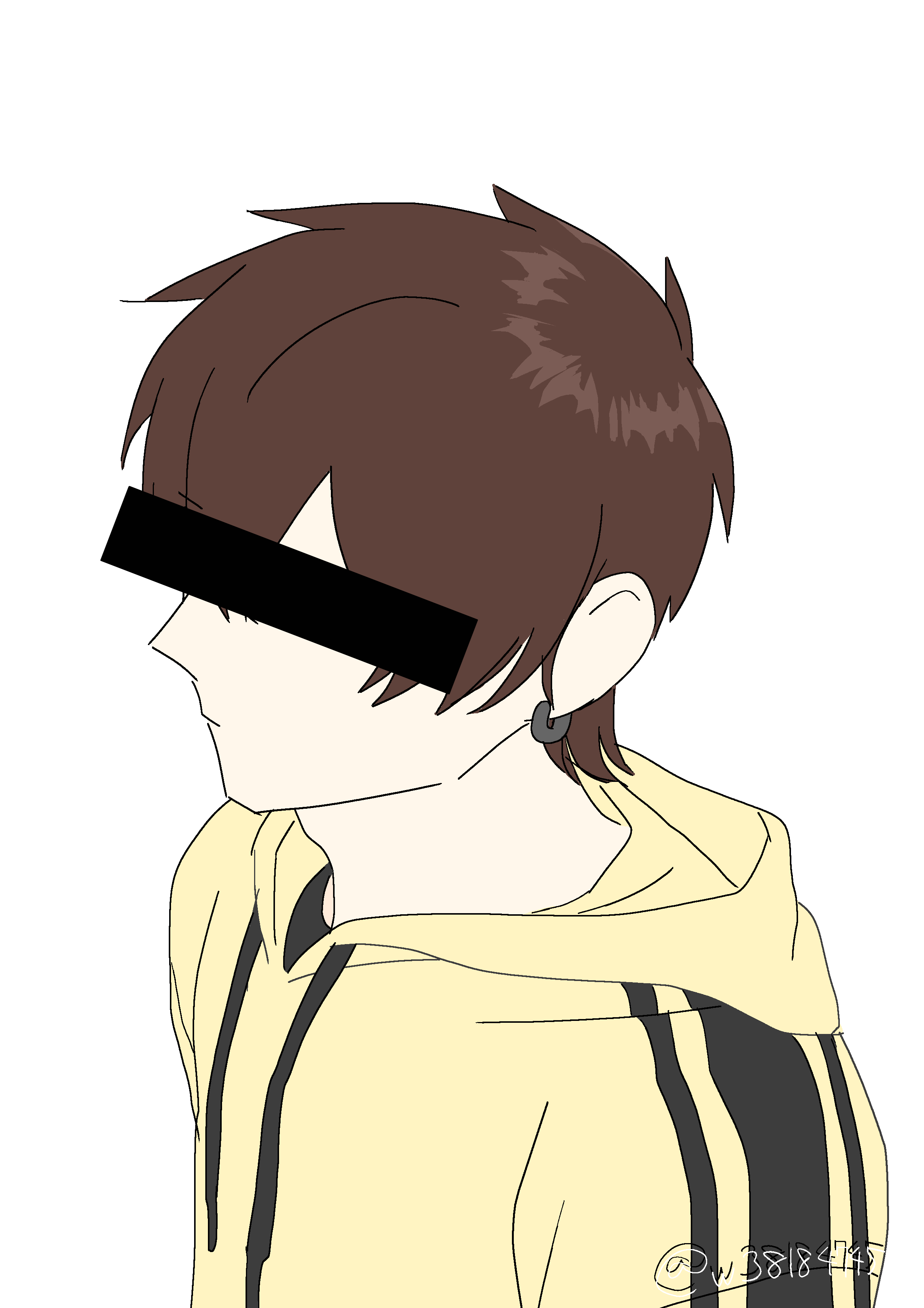 ミルグラムの二次創作イラスト。コトコに殺された被害者を俯瞰で描いたバストアップ絵。