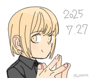 イラスト。オリジナルキャラの絵。右側に文字「2025 7.27 @w38184745」